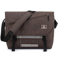 OIWAS Messenger Bag für Damen Herren, 15,6 Zoll Laptop Crossbody Taschen Casual Satchel Umhängetasche College Reise Büro Aktentasche (15,6 Zoll, Braun) von OIWAS