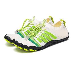 OKESYO Unisex Barfußschuhe Herren Damen Atmungsaktiv Traillaufschuhe rutschfest Badeschuhe Schnell Trocknend Wasserschuhe mit Breiter Zehenbox Gr. 35-46 (Weiß) von OKESYO