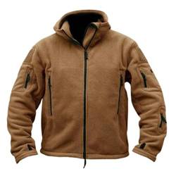 OKGD Jagd Wandern Winter Thermo Fleece Taktische Jacke Outdoor Sport Kapuzenmantel Militär Armee Jacken - Khaki, XL von OKGD