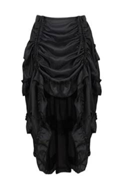 Punk Sexy Damen Clipper Party Maxikleid Hi Low Kostüm Steampunk Gothic Korsett Rock Übergröße-Schwarz, 6XL von OKGD