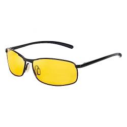OKH Rechteckige Polarisierte Sonnenbrille für Herren, Al-Mg Legierung Metallrahmen Federscharnier HD Blendfrei Nachtsichtbrille zum Fahren von OKH