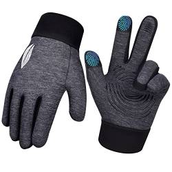 OKIDSO Kinder Winter Handschuhe fahrradHandschuhe Touchscreen - Dick wasserdicht Winddicht rutsch Sport Outdoor Handschuhe warm Fleece laufhandschuh Junge Mädch Geschenke Grau 6-8 Jahre von OKIDSO