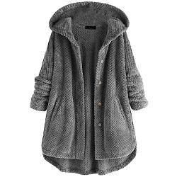 OKSakady Damen Herbst und Winter Langarm Solide Doppelseitige Flaum Open Front Kapuzenjacke Plüsch Mäntel Outwear mit Tasche von OKSakady