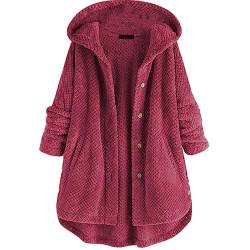 OKSakady Damen Herbst und Winter Langarm Solide Doppelseitige Flaum Open Front Kapuzenjacke Plüsch Mäntel Outwear mit Tasche von OKSakady