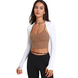 OKSakady Frauen Langarm Bolero Schultern Damen Schal Arm Ärmel Offene Front Crop Cardigan für Yoga Sport Gym Wandern Sonnenschutz Langarm Shirt von OKSakady