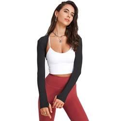 OKSakady Frauen Langarm Bolero Schultern Damen Schal Arm Ärmel Offene Front Crop Cardigan für Yoga Sport Gym Wandern Sonnenschutz Langarm Shirt von OKSakady