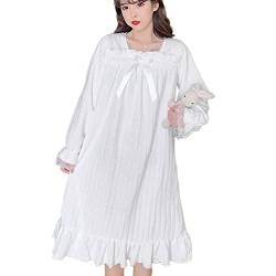 OKSakady Frauen Mädchen Coral Fleece Nachthemd Spitze Prinzessin Nachtkleid Herbst Winter Pyjamas Flanell Nachtkleid von OKSakady
