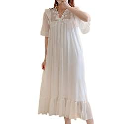 OKSakady Frauen Mädchen Kurzarm Spitze Schlafkleid Prinzessin Stil Gaze Nachthemd Nachtkleid von OKSakady
