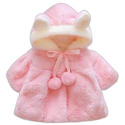 OKSakady Neugeborenes Säugling Baby Mädchen Kunstpelz Mantel Jacke Kap Mantel Poncho 0-3 Jahre (Dunkelpink, 1-6 Monate) von OKSakady