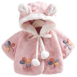 OKSakady Neugeborenes Säugling Baby Mädchen Kunstpelz Mantel Jacke Kap Mantel Poncho 0-3 Jahre (Kaninchen rosa, 12-18 Monate) von OKSakady