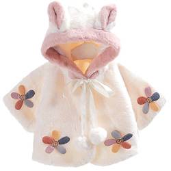 OKSakady Neugeborenes Säugling Baby Mädchen Kunstpelz Mantel Jacke Kap Mantel Poncho 0-3 Jahre (Kaninchen weiß, 6-12 Monate) von OKSakady