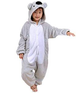 Pyjamas Kigurumi Jumpsuit Onesie Mädchen Junge Kinder Tier Karton Halloween Kostüm Sleepsuit Overall Unisex Schlafanzug Winter, Grau Koala von OKWIN