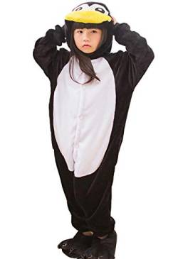 Pyjamas Kigurumi Jumpsuit Onesie Mädchen Junge Kinder Tier Karton Halloween Kostüm Sleepsuit Overall Unisex Schlafanzug Winter, Pinguin Schwarz von OKWIN