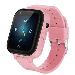 4G GPS Smartwatch für Mädchen Jungen, IP67 Wasserdicht Sport Smart Watch Telefon für Kinder, mit Kamera WiFi Video Telefonanruf SOS Schrittzähler Geschenke für Kinder 3-14 Yea T16 Concise Pink von OKYUK