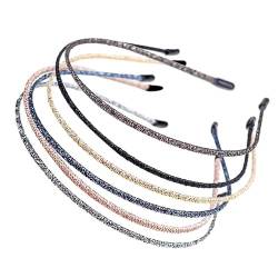 6 x Kunststoff-Pailletten-Stirnband, Haarreifen, glänzendes dekoratives Tuch, dünnes Haarband von OLACD