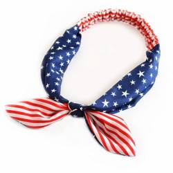 Atmungsaktives Polyester-Haarband mit amerikanischer Flagge, festliche Kopfbedeckung, Schleife, dekoratives Tages-Stirnband, Unabhängigkeit von OLACD