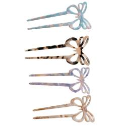 Elegante Schmetterlingsklammern, 4 Stück, niedliche Chignon-Zelluloid-Haarnadeln, Haarnadeln von OLACD