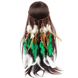 Eleganter handgefertigter ethnischer dekorativer Kopfschmuck für Damen: leichtes Feder-Stirnband für Mädchen und Frauen von OLACD