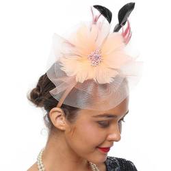 Fascinator aus Netzstoff, leicht, für die Braut, handgefertigt, Kunstfedern, modisches Hochzeits-Stirnband, dekorativ von OLACD