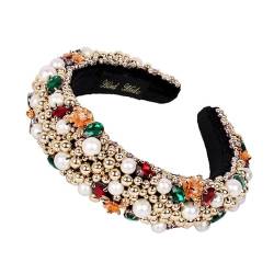 Gepolstertes Vintage-Stirnband mit Perlen, bunt, mit Perlen besetzt, Haar-Accessoire von OLACD