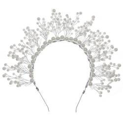 Handgefertigtes Braut-Tiara, Kunstperlen, Haarreif, Hochzeits-Stirnband, Party-Kopfschmuck von OLACD