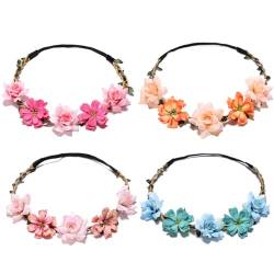 Kopfschmuck mit Blumenmuster für Haare, 4 Stück, künstliches Haarband für Mädchen, niedlicher Kranz, Blume von OLACD