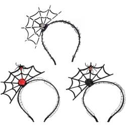 OLACD 3 x Spinnennetz-Haarbänder für Halloween, Kostüm, lustige Haarreifen von OLACD