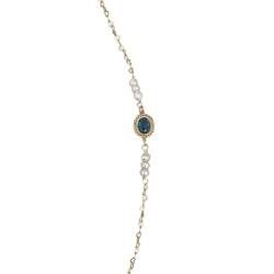 OLACD Armband mit Saphir-Zentrierung, Süßwasserperle, 20,3 cm, elegantes Geschenk für sie, schickes Accessoire für Damen von OLACD