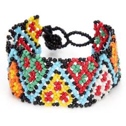 OLACD Handgefertigtes ethnisches Unisex-Armband – buntes Sommer-Strand-Armband für Boho-Stil-Enthusiasten, 7, Gummi von OLACD