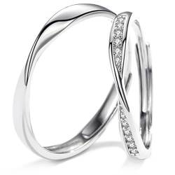OLACD Passendes Ringpaar mit Strasssteinen verziert: offenes Ringkonzept für Paare, eleganter und eleganter Ehering, Nicht-Edelmetall von OLACD