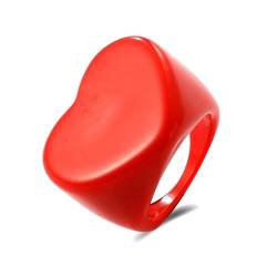 OLACD Ring aus Kunstharz für Damen, herzförmiges Design, trendiger Fingerschmuck, Harz von OLACD