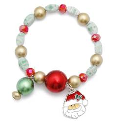 OLACD Stretch Schneeflocke süßes Weihnachtsmann-Armband: Weihnachtsarmband mit Perlenanhänger von OLACD