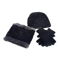 Thermo-Wintermütze für Damen, mit Strickmütze, Halswärmer, Unendlichkeitsschal und Handschuh-Set für Kinder, gemütlich, schlicht, 5, Acrylfasern von OLACD