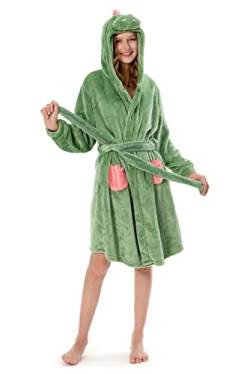 OLAOLA Damen Plüsch Roben Mit Kapuze Dino Fleece Tier Bademäntel Kuschelig Flanell Bademantel Weich Warm Hauskleidung von OLAOLA