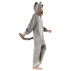 OLAOLA Erwachsene, britische Kurzhaar-Katzen-Einteiler, Tier-Pyjama, Flanell, Homewear Nachtwäsche, Halloween, Cosplay, Overall für Damen und Herren, Britische Kurzhaar-Katze, L von OLAOLA