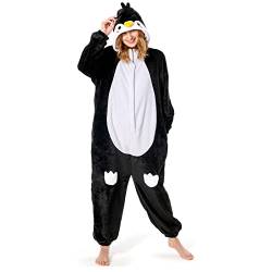 OLAOLA Erwachsene Onesie Tier Halloween Kostüm Unisex Onesies Plüsch Cosplay Pyjama Einteiler Nachtwäsche, pinguin, M von OLAOLA