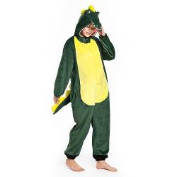 OLAOLA Onesie für Erwachsene, Krokodil Tierkostüm, Unisex Onesies Plüsch Halloween Cosplay Pyjamas Party Einteilige Schlafanzüge von OLAOLA