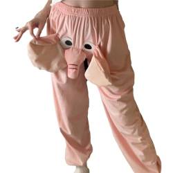 Elefanten-Pyjama,Flanell-Elefant-Pyjama, Unisex-Pyjama aus Flanell mit niedlichen Tieren und großer Nase und Ohren, Niedliche Tierhose, Flanell-Elefant-Pyjama, Nachtwäsche, Hose für Zuhause Olcana von OLCANA