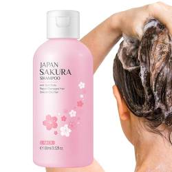 Sakura-Shampoo, 100 ml feuchtigkeitsspendendes Kopfhautshampoo, Shampoo zur Vorbeugung von Haarausfall für alle Haartypen, reinigt Haar und Kopfhaut gründlich und fördert das Haarwachstum Olcana von OLCANA