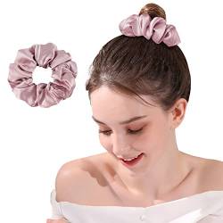 OLESILK 100% Seide Haargummi Scrunchie Haarschmuck Zopfgummi Haare Ringe Elastische Haarbänder Gummibänder für Mädchen oder Frauen, Lotos, 1 Stück von OLESILK