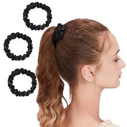 OLESILK 3er-Set 100% Seide Haargummis Kleine Scrunchies Haarschmuck Zopfgummi Haare Ringe Elastische Haarbänder Gummibänder 3 Stücke, Schwarz von OLESILK