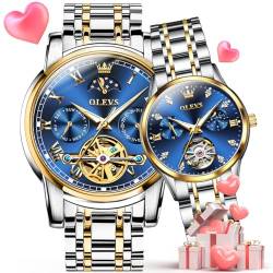 OLEVS Armbanduhren-Set für Paare, automatisch, mechanisch, selbstaufziehend, passende Armbanduhr für Sie und Ihn, Valentinstagsgeschenk von OLEVS
