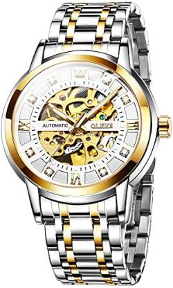 OLEVS Automatische Skelett-Armbanduhr für Herren, Diamant, luxuriös, mechanisch, selbstaufziehend, wasserdicht, leuchtend von OLEVS