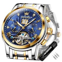 OLEVS Automatische Uhren für Herren, Tourbillon, selbstaufziehend, mechanisch, luxuriös, Business, stilvolles Edelstahlarmband, leuchtend, wasserdicht, Mechanische, automatische Armbanduhr von OLEVS