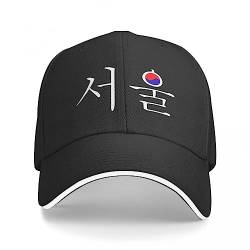 OLIKED Baseballmütze Seoul Südkorea Hangul Koreanische Flagge Sommer Sonnenmütze Atmungsaktiv Verstellbar Männlich Outdoor Fischerhut Bedruckte Mode Hüte von OLIKED