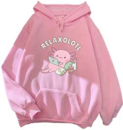 OLIPHEE Damen Dinosaurier Kapuzenpullover Mädchen Kawaii Sweatshirt Teenager Casual Funny Locker Langarm Cartoon Anime Hoodie Rosa M von OLIPHEE