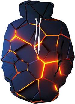 OLIPHEE Herren 3D Print Kapuzenpullover Spaß Hoodie Langarm Casual Galaxy Jumper(3XL,Riss) von OLIPHEE