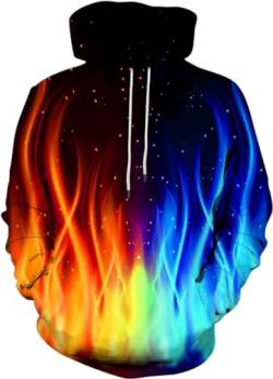 OLIPHEE Herren 3D Print Kapuzenpullover Spaß Hoodie Langarm Casual Galaxy Jumper(3XL,neu051) von OLIPHEE