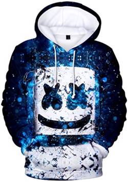 OLIPHEE Jungen Kapuzenpulli mit 3D Digital Druck für Teenager Fans DJ Sweater Blau-1 XS von OLIPHEE