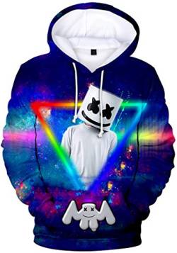 OLIPHEE Jungen Kapuzenpulli mit 3D Digital Druck für Teenager Fans DJ Sweater Buntes Dreieck 2XS von OLIPHEE